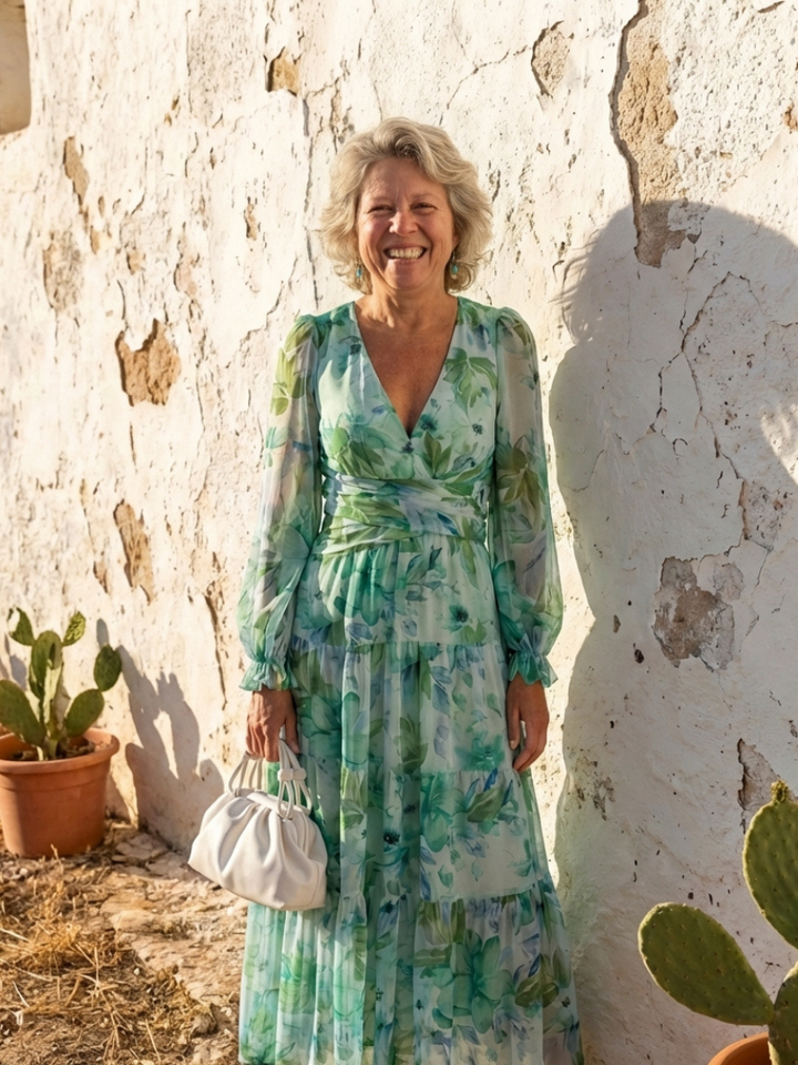 Alba | Vestito lungo floreale a maniche lunghe